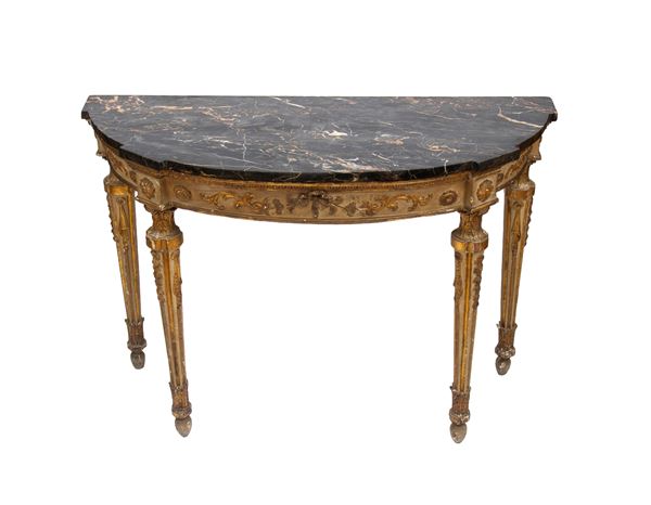 Louis XVI-style lacquered and gilded console table