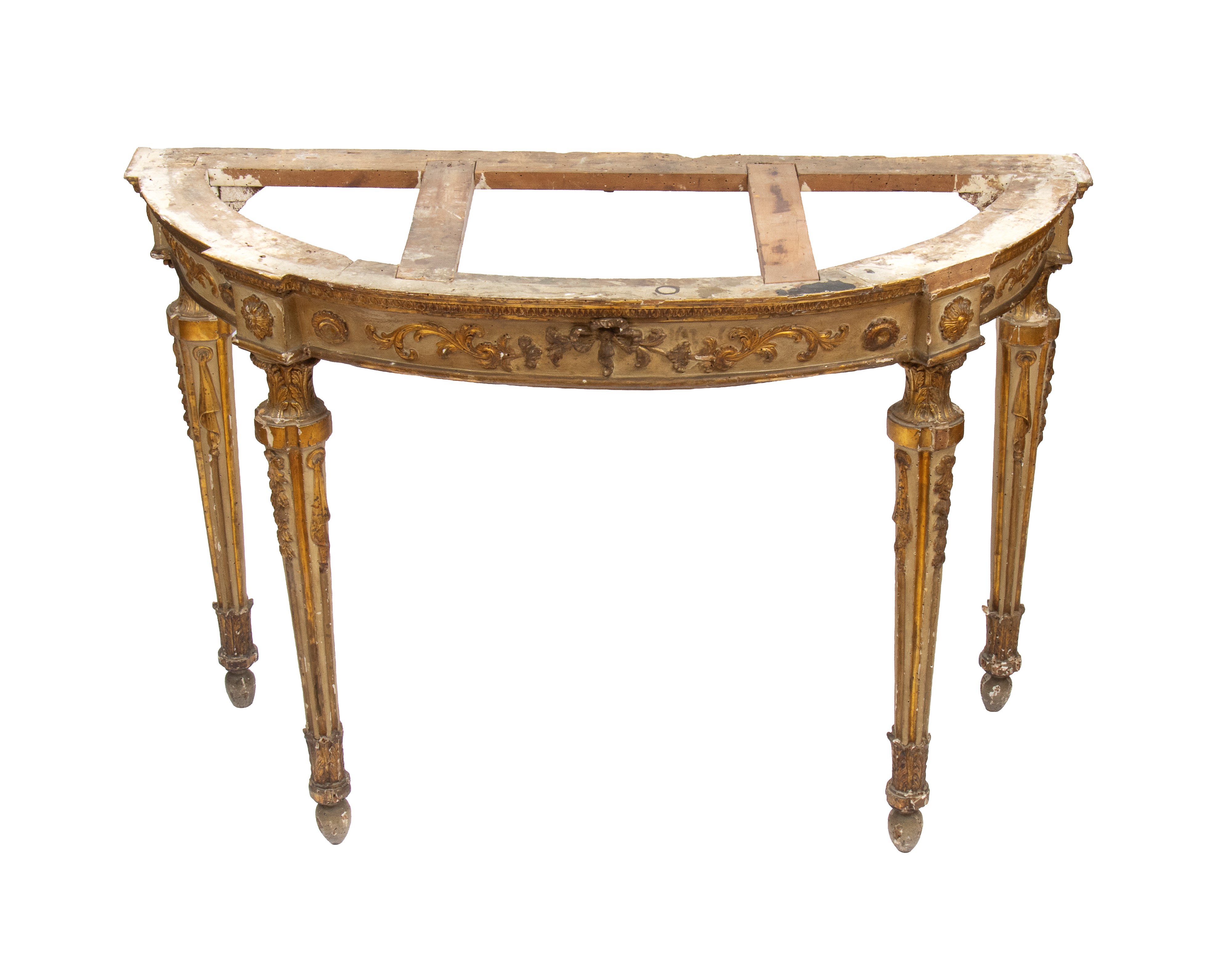 Consolle laccata e dorata in stile Luigi XVI, piano in marmo nero, Venezia, XVIII secolo