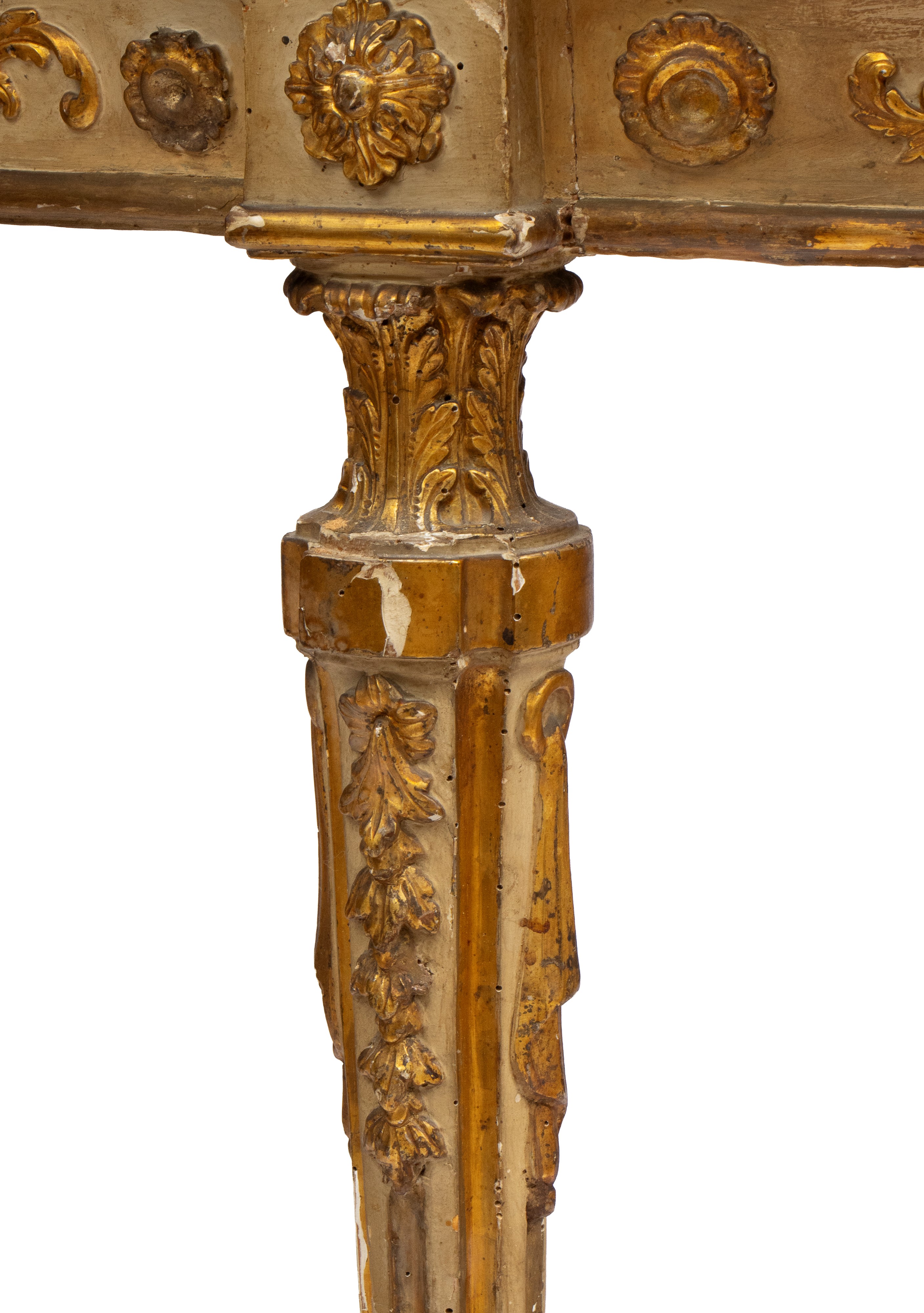 Consolle laccata e dorata in stile Luigi XVI, piano in marmo nero, Venezia, XVIII secolo