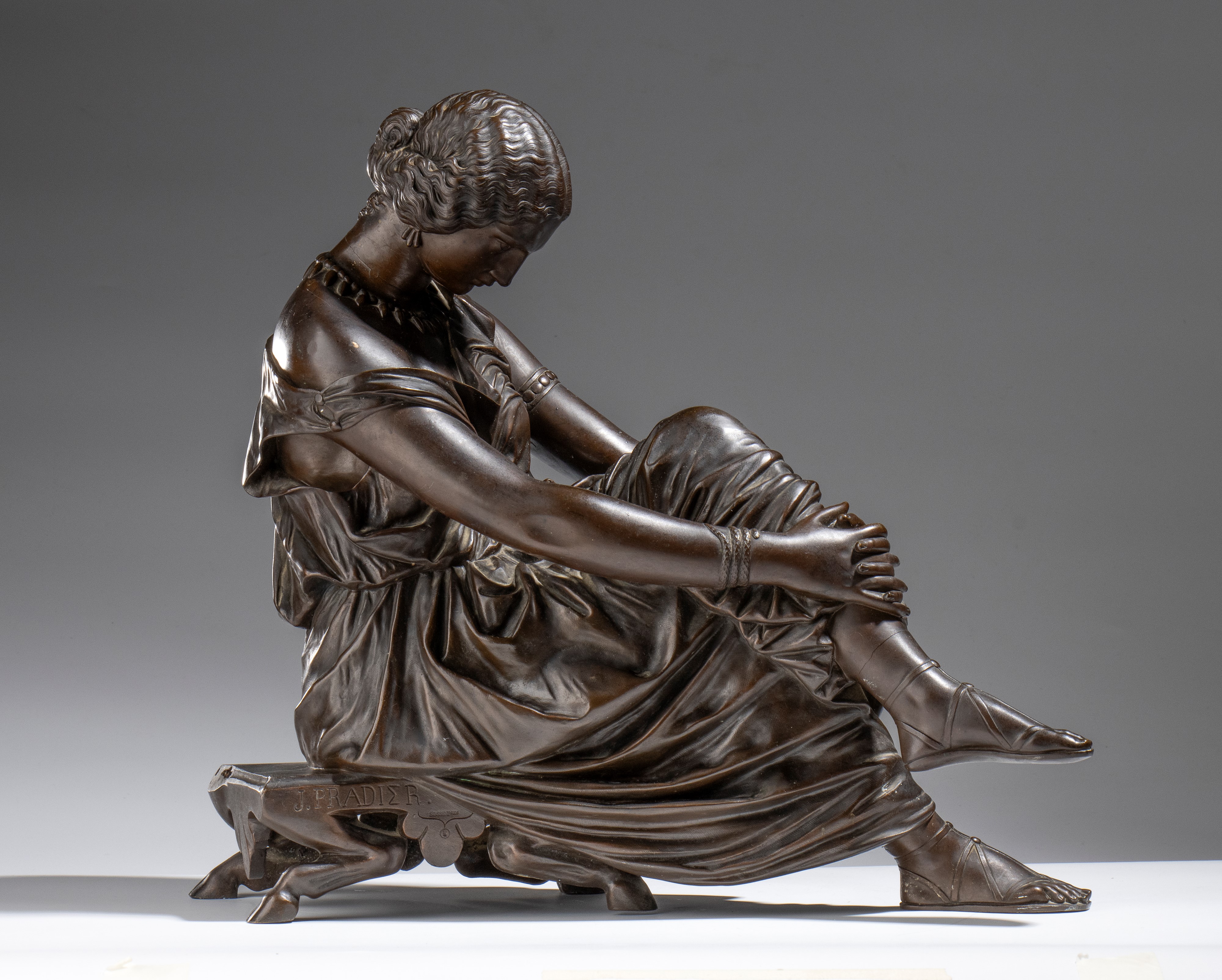 James Pradier - Saffo, scultura in bronzo (Francia, XIX secolo)