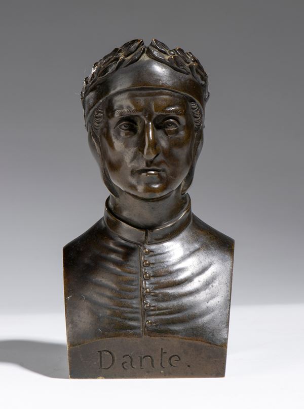 PIERRE JOSEPH CHARDIGNY - Bronze bust depicting Dante Alighieri