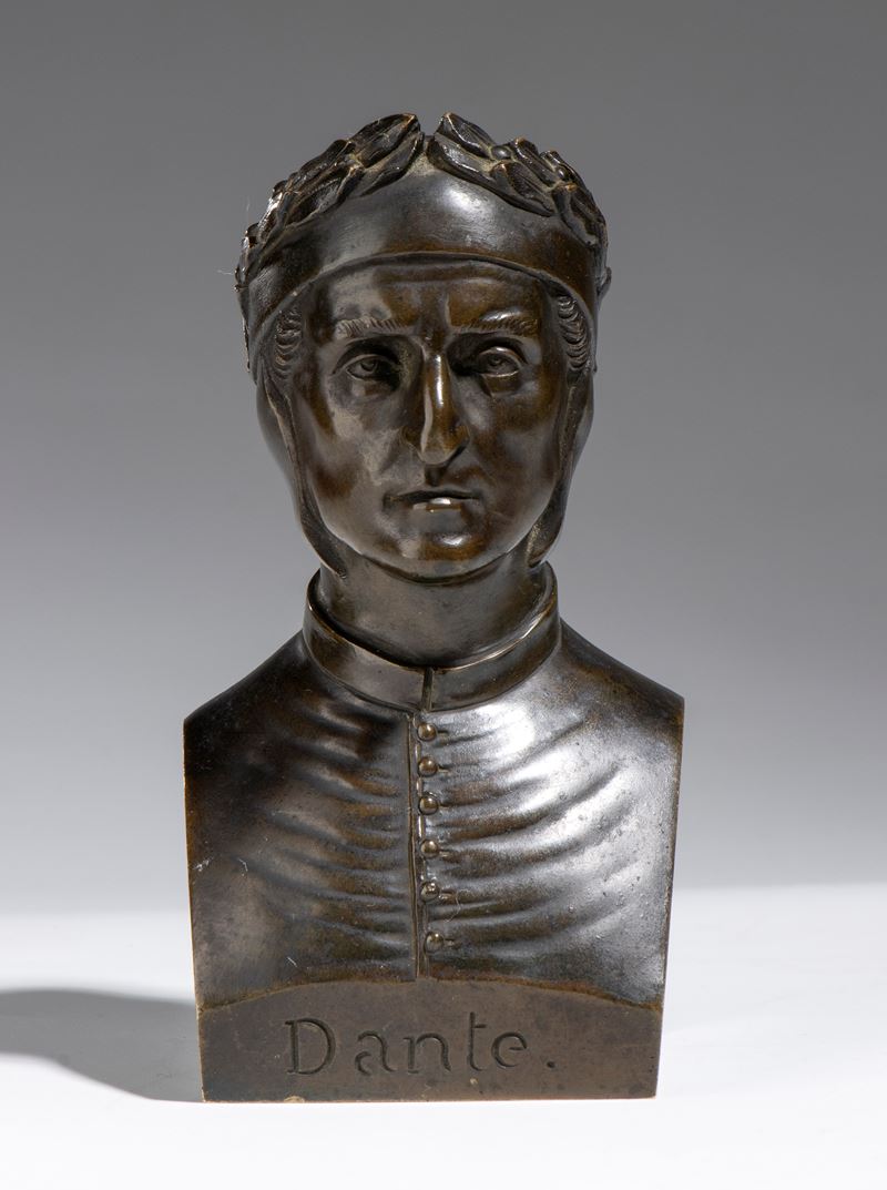 Pierre Joseph Chardigny - Busto in bronzo raffigurante Dante Alighieri (firmato e datato 1851)