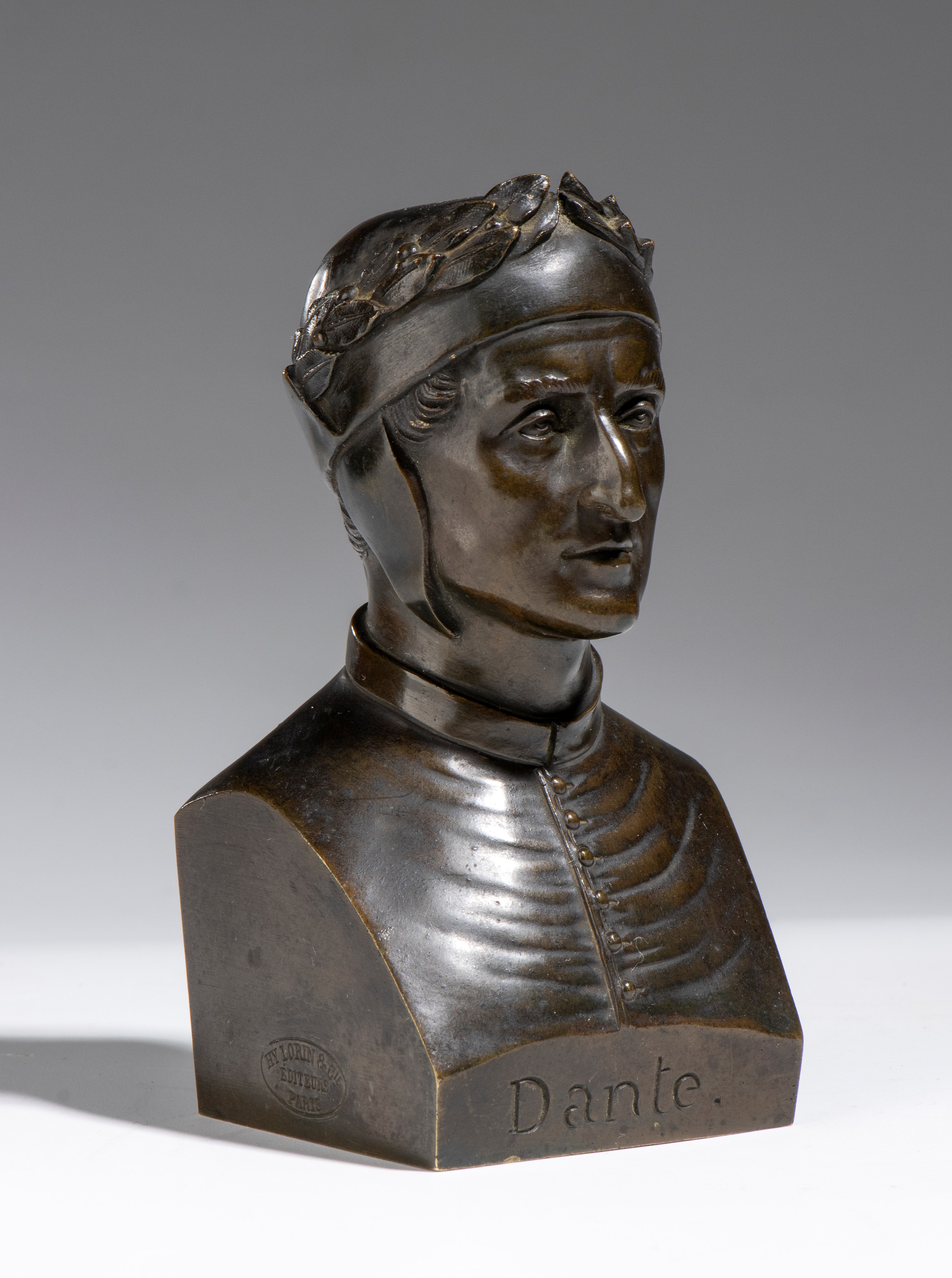 Pierre Joseph Chardigny - Busto in bronzo raffigurante Dante Alighieri (firmato e datato 1851)