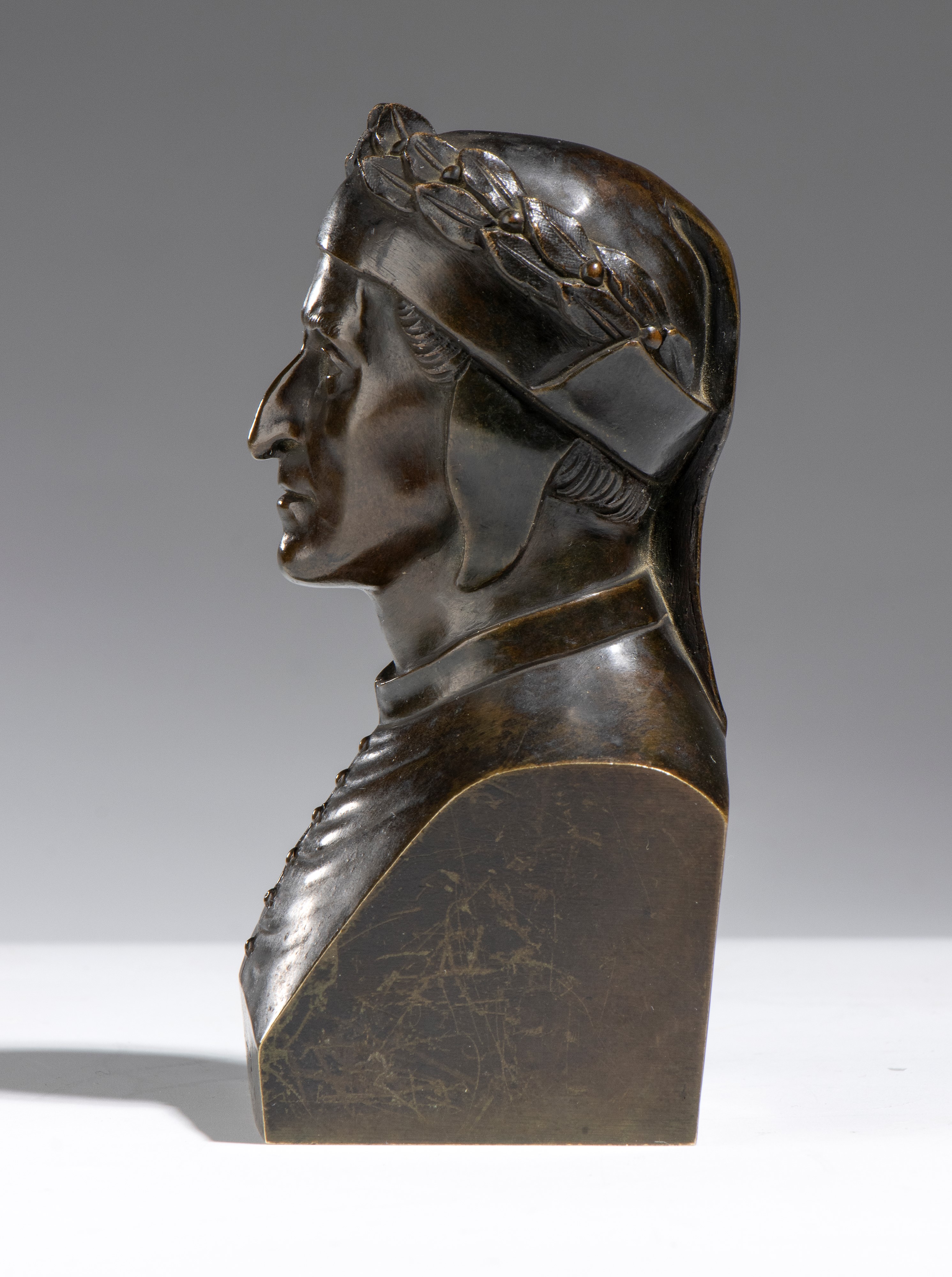 Pierre Joseph Chardigny - Busto in bronzo raffigurante Dante Alighieri (firmato e datato 1851)