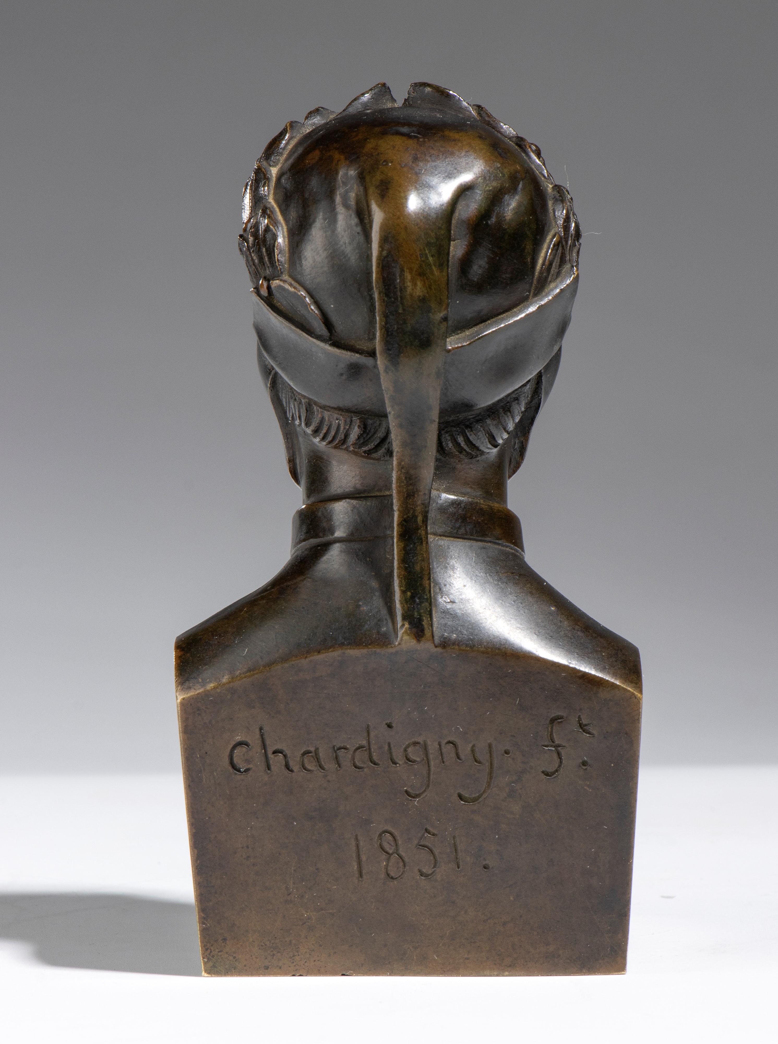 Pierre Joseph Chardigny - Busto in bronzo raffigurante Dante Alighieri (firmato e datato 1851)
