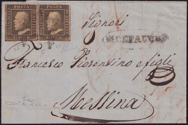 Sicily - Postal History Letter from Cefalù to Messina.