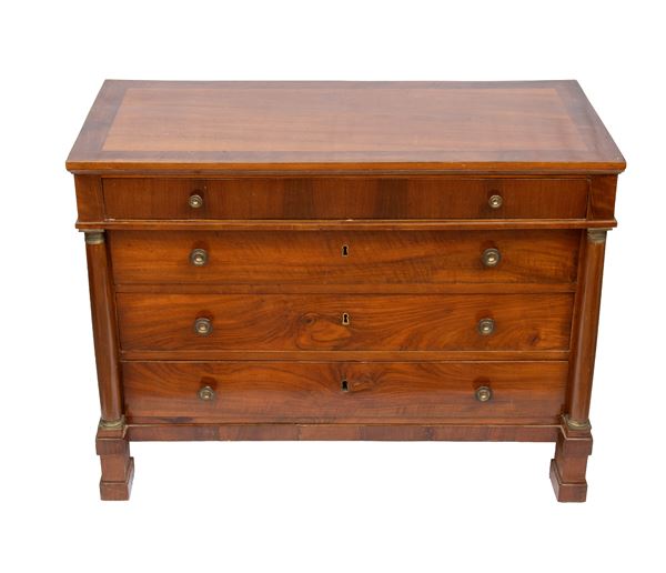 Empire-style chest of drawers in walnut 