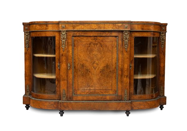 Victorian-era inlaid sideboard with three doors