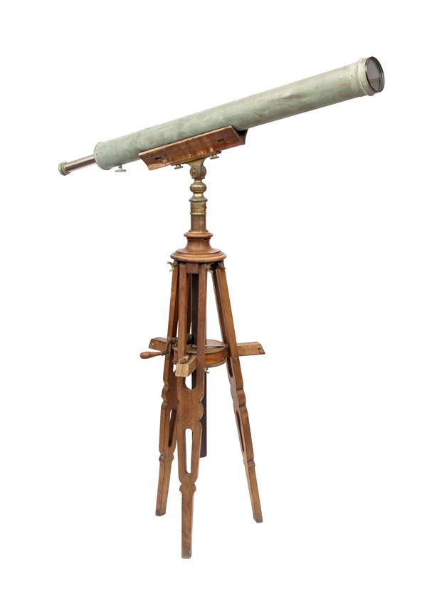 Astronomical telescope with stand, by Salmoiraghi Milano