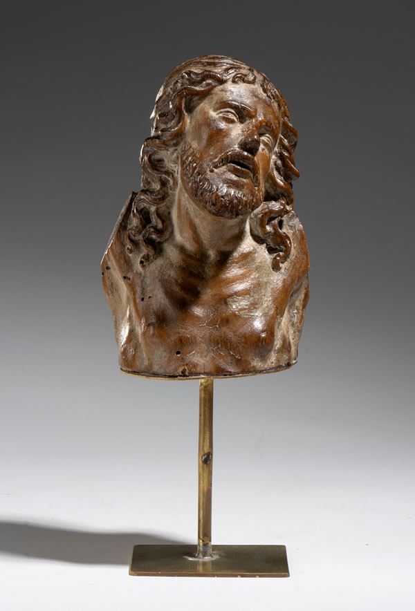 Bust of Christ carved from walnut