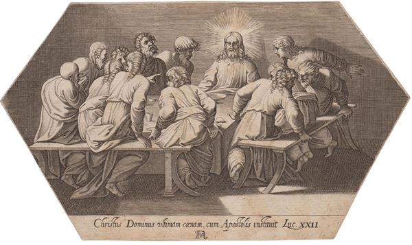 Francesco Villamena - Ultima cena, da Raffaello