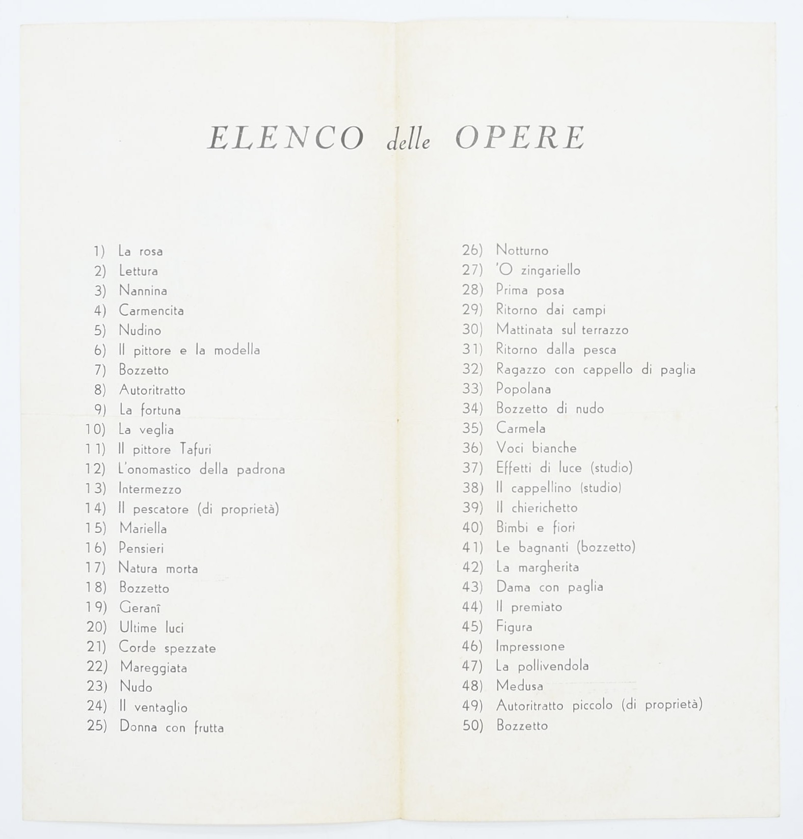 Clemente Tafuri, Catalogo della mostra presso Galleria d’Arte R. Rotta, Genova 1954