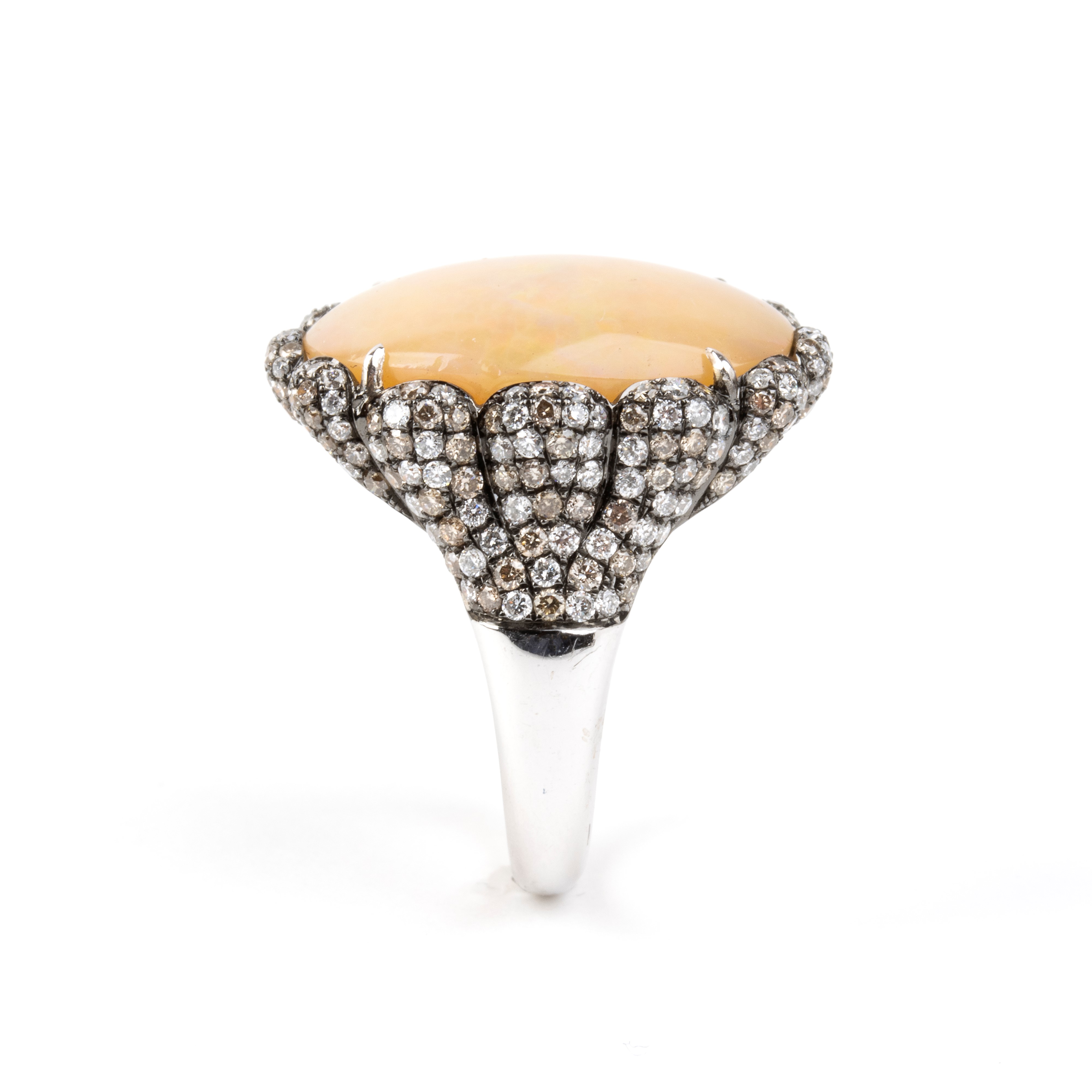 Branar Paris - Branar, Anello in oro bianco 18k con opale e diamanti