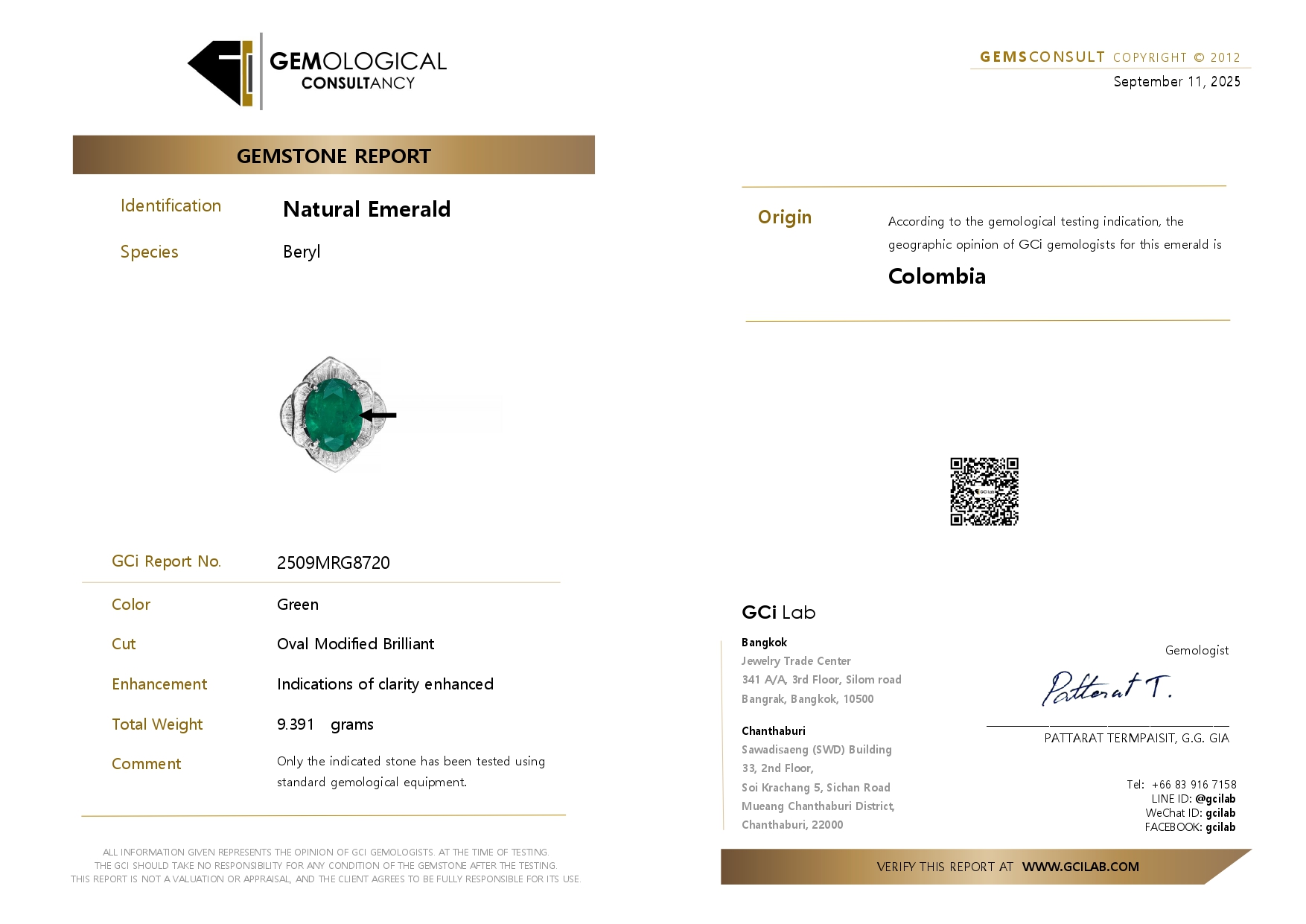 Asteurino del gioielliere (probabile), Anello in oro bianco 18k con smeraldo ovale e diamanti