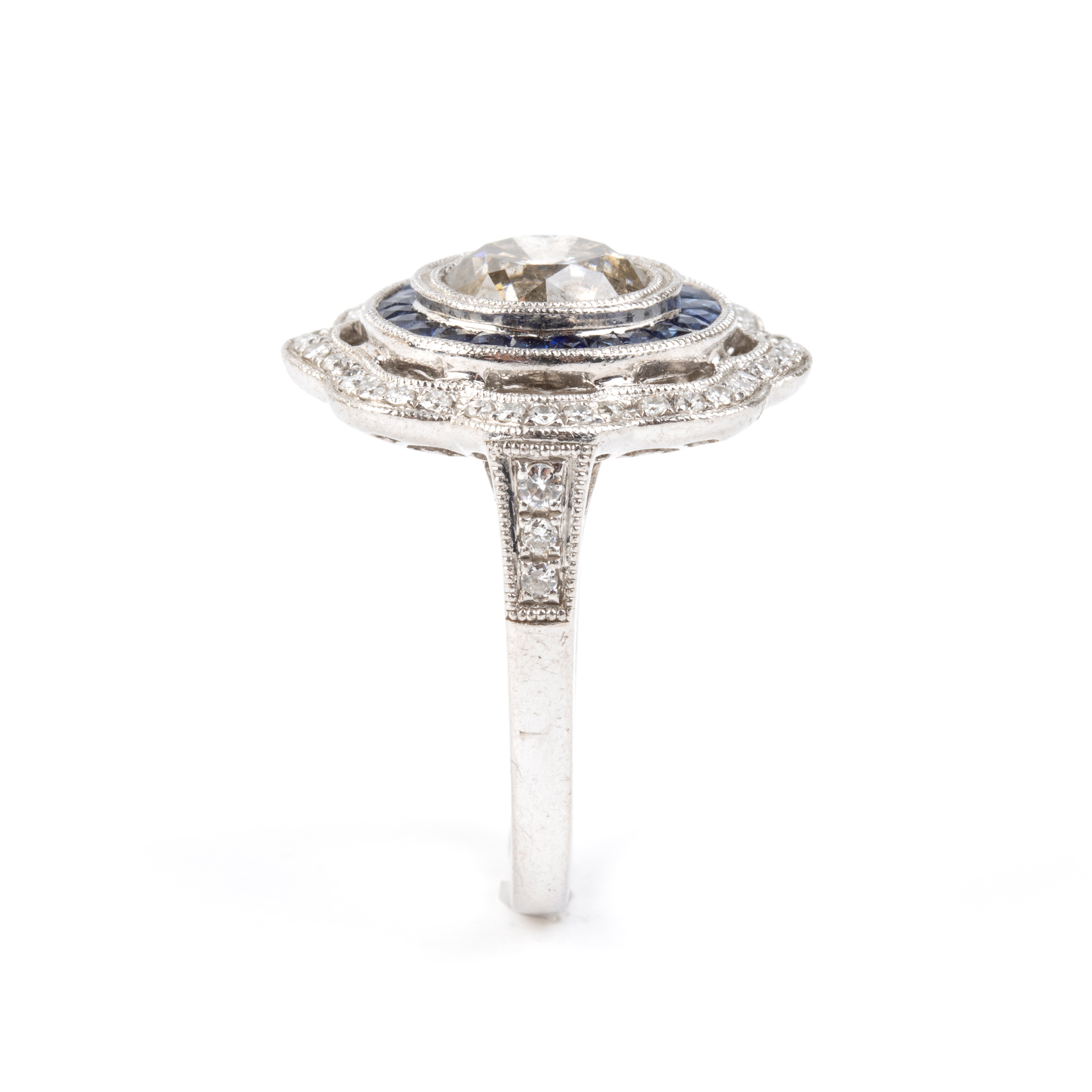 Branar Paris - BRANAR, Anello in platino con diamanti e zaffiri