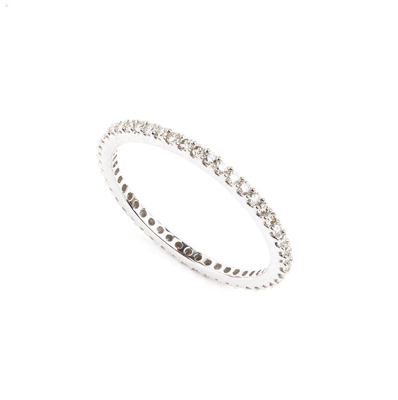 Veretta in oro bianco 18k con diamanti, linea di brillanti