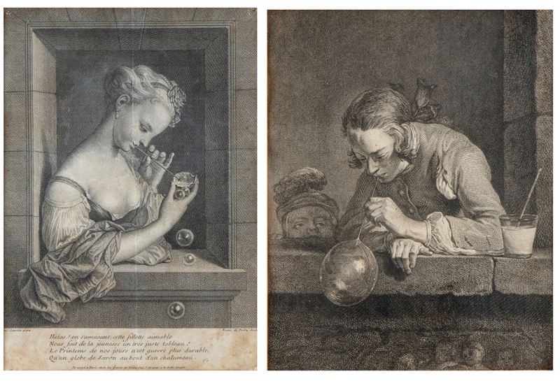 Pierre Filloeul, Les Bouteilles de savon; François de Poilly II, Giovane uomo e giovane donna che...