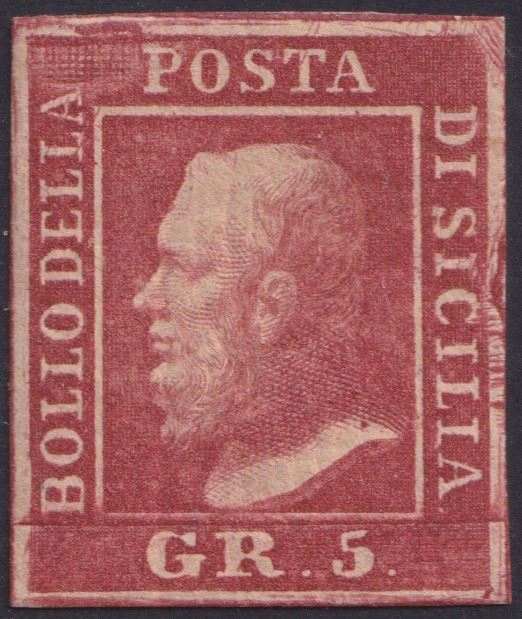 Sicily - 5gr. carmine RITOCCO 10, new with eraser.
