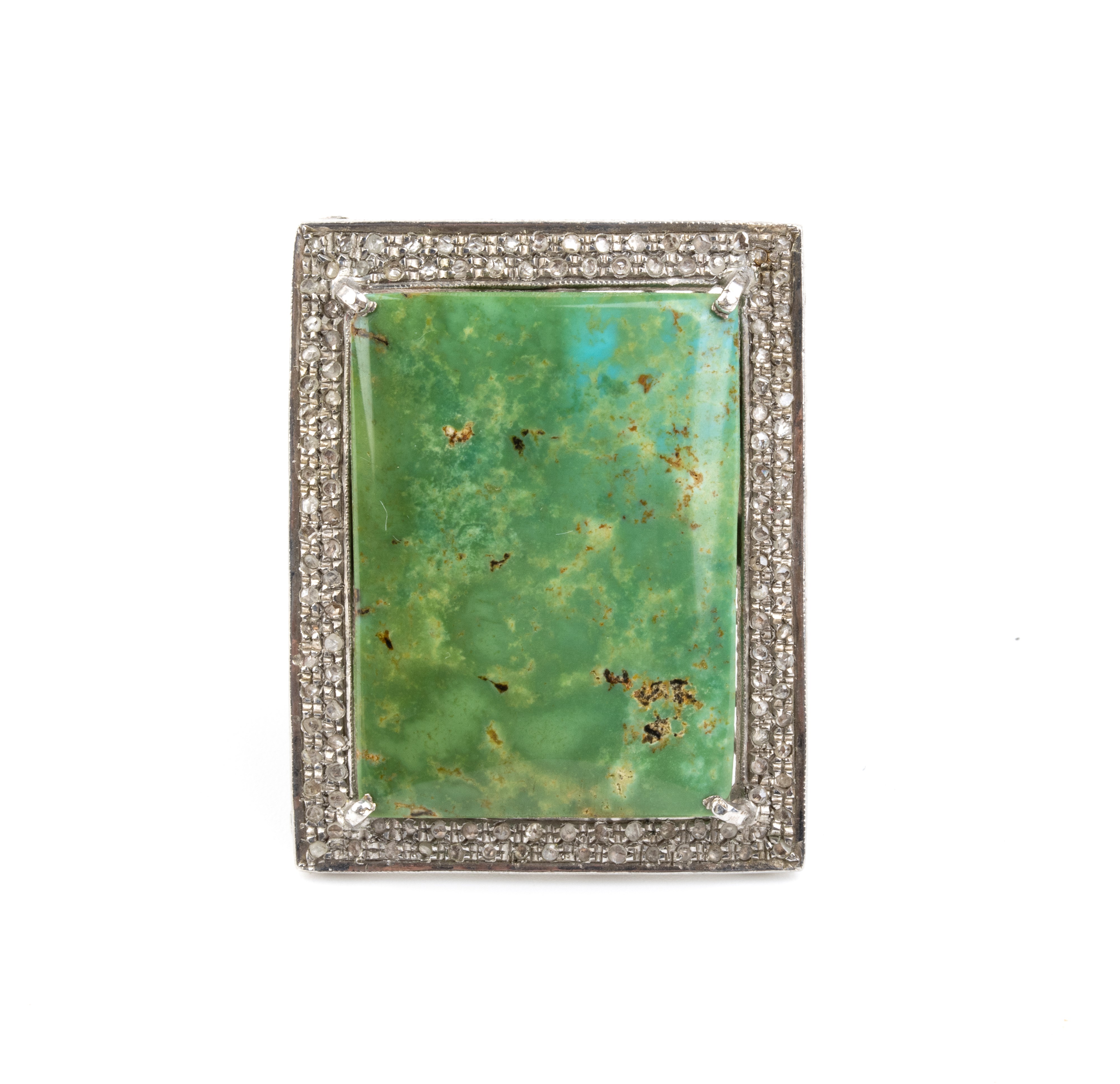 Anello in oro giallo 9k e argento con turchese e diamanti (punzoni 375–925)