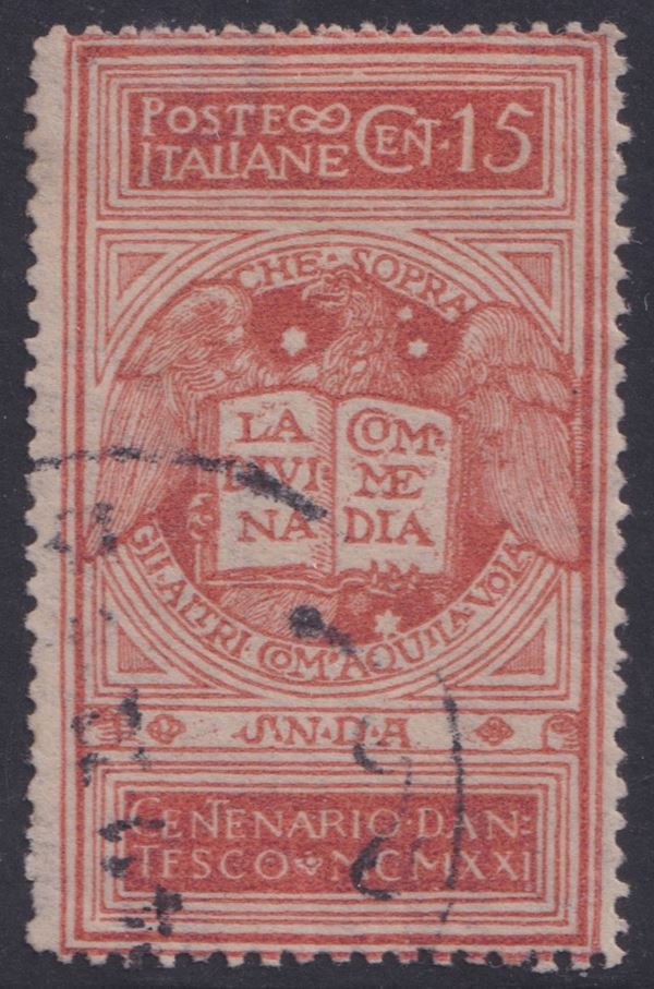 Kingdom - Dante Alighieri, 15c. of different color with WATERMARK LETTERS  - Auction STAMPS AND POSTAL HISTORY - Bertolami Fine Art - Casa d'Aste