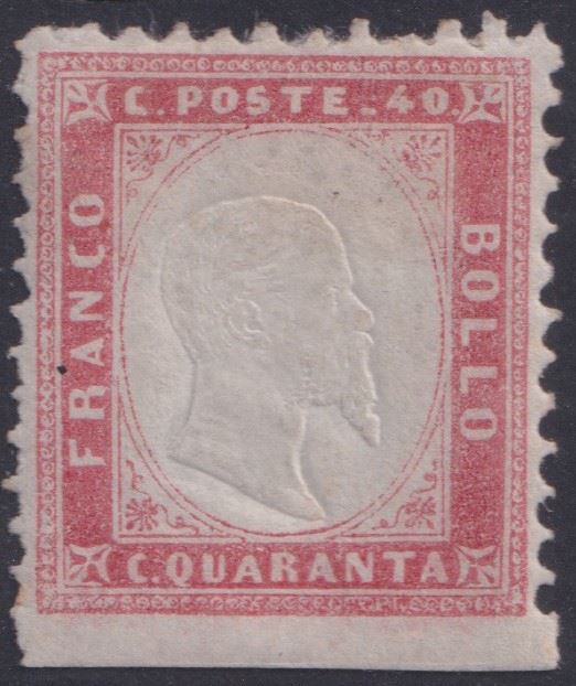 Kingdom - 40 cent. Very light pink, excellently centered and without perforation at the bottom.