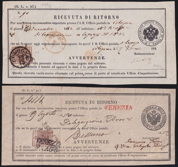 L. Veneto - Two return receipts.