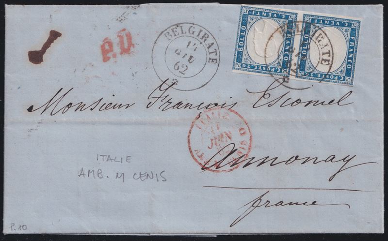 Lettera postale da Belgirate a Annonay, 14 giugno 1862