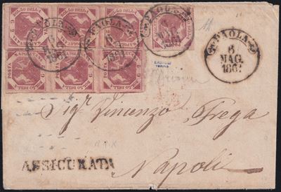 Busta postale con affrancatura per Napoli, Paola + S.D. Assicurata (pt.12)