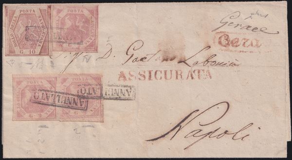Naples - Postal History, Insured from Gerace to Naples  - Auction STAMPS AND POSTAL HISTORY - Bertolami Fine Art - Casa d'Aste