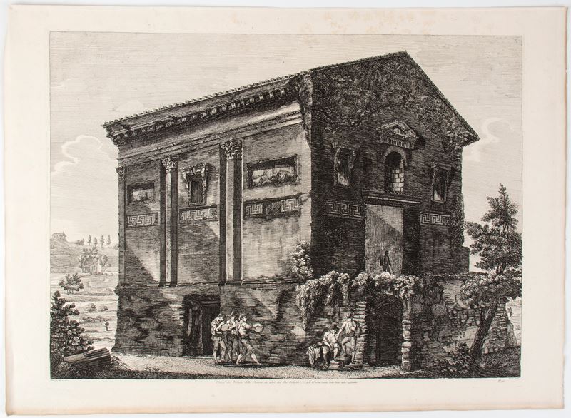 Luigi Rossini - Veduta del Tempio delle Camene, da altri del Dio Ridicolo