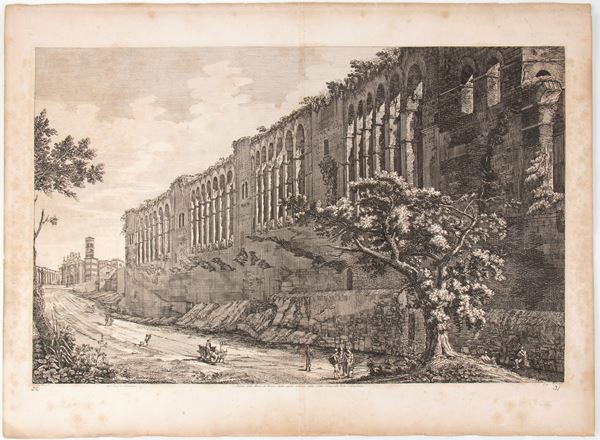 Veduta delle Mura di Roma, dalla parte interna della città, vicino alla Porta Celimontana