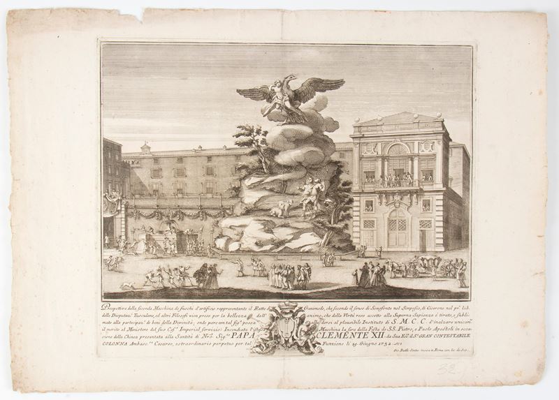 Giovanni Battista Sintes - Prospettiva della seconda macchina de' fuochi d'artificio: il Ratto di...