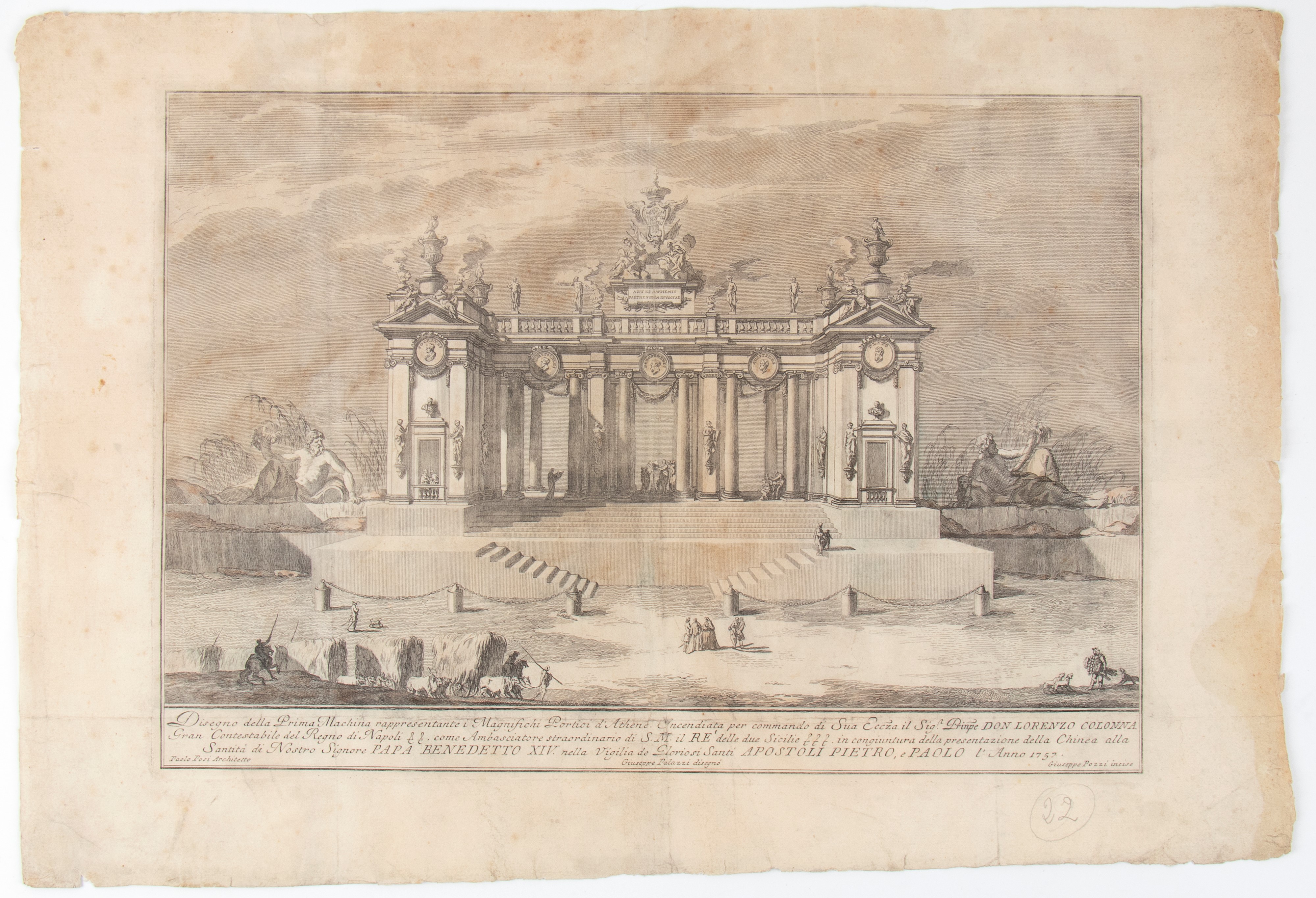 Giovanni Battista Sintes - Prospettiva della seconda macchina de' fuochi d'artificio: il Ratto di...