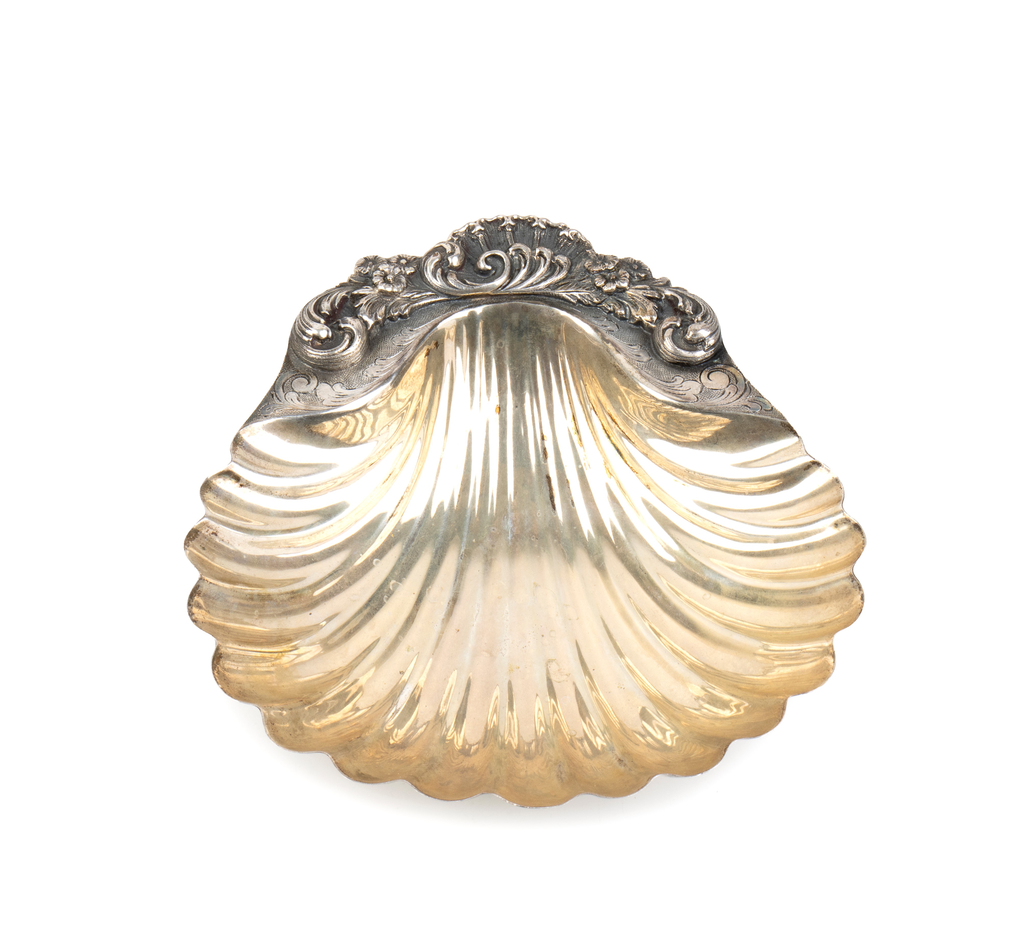 Cestino italiano a forma di conchiglia, argento 800/1000