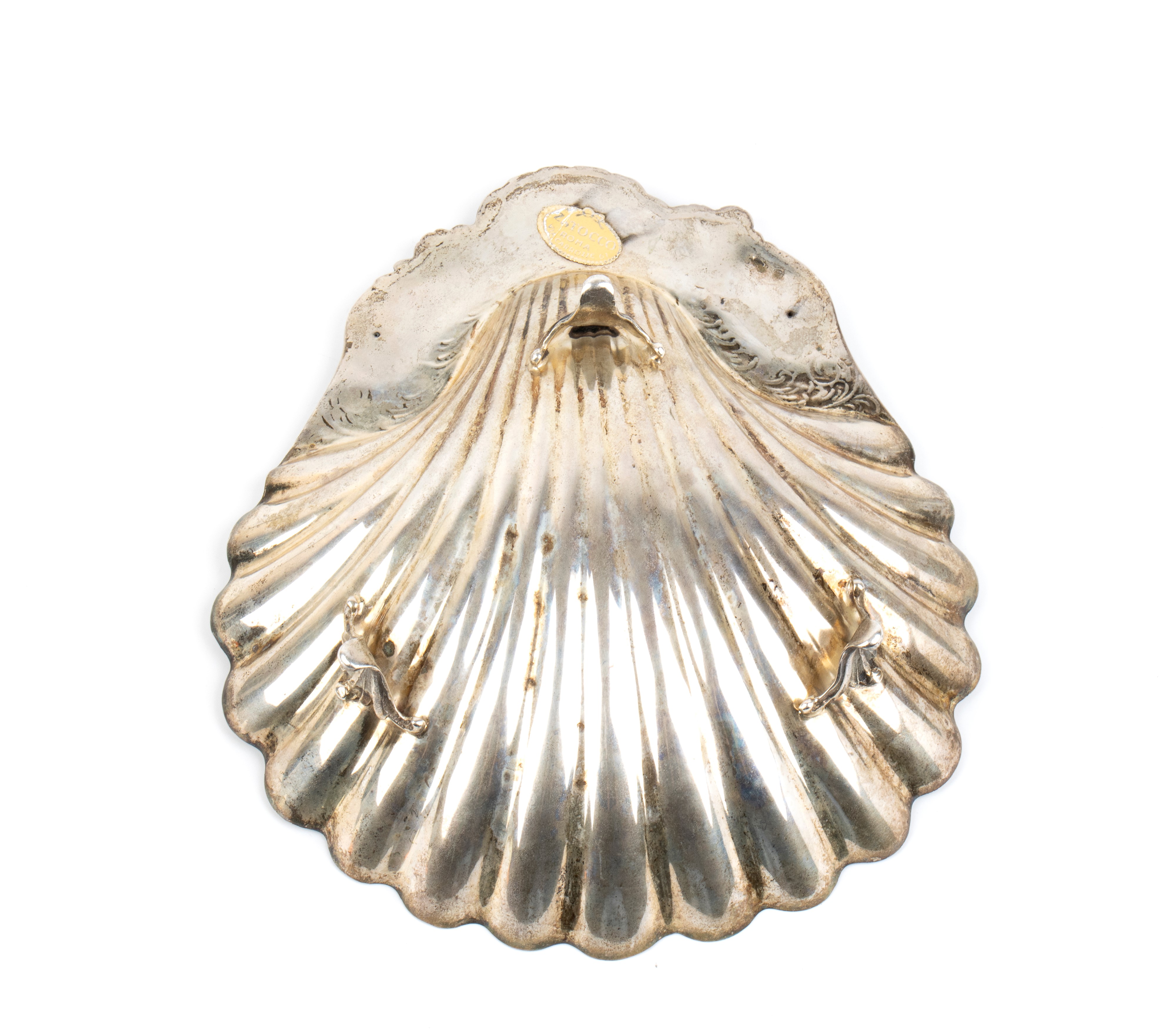 Cestino italiano a forma di conchiglia, argento 800/1000
