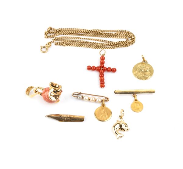 A Group of gold and gemstone items
