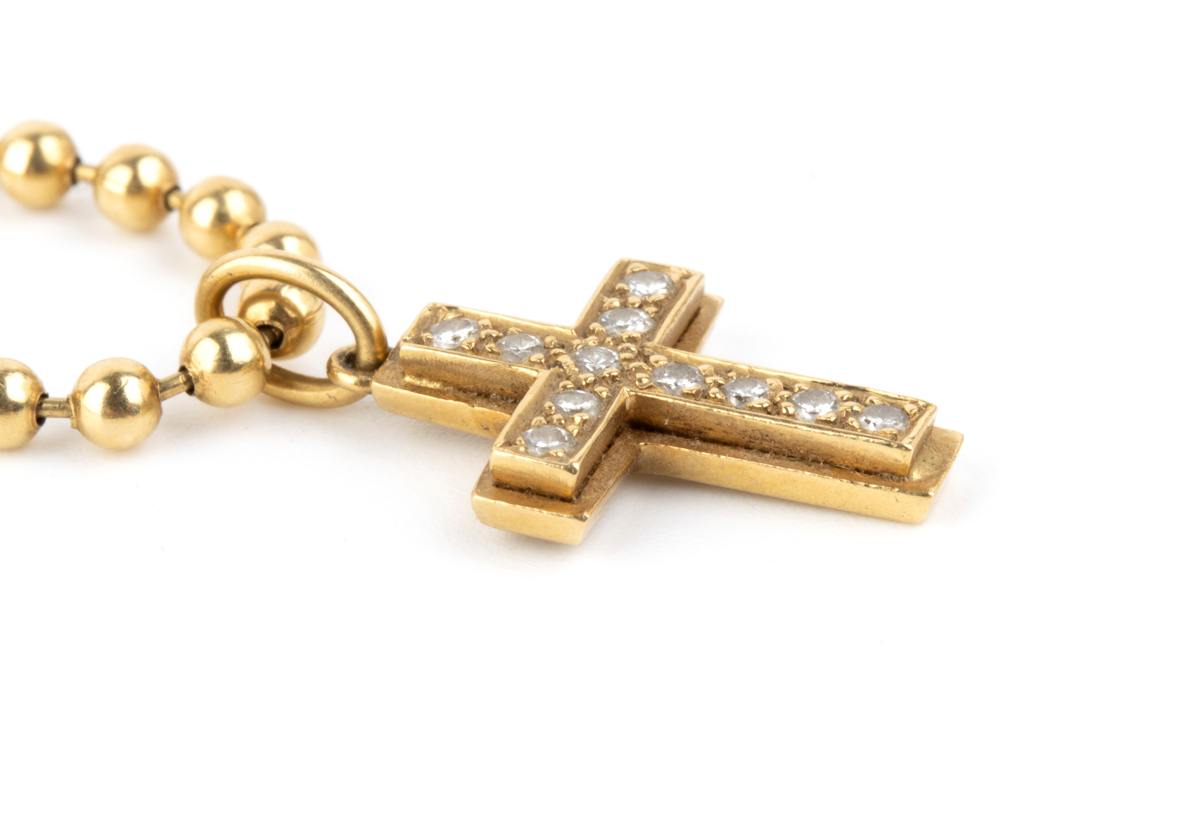 Girocollo italiano in oro 18k con croce in diamanti