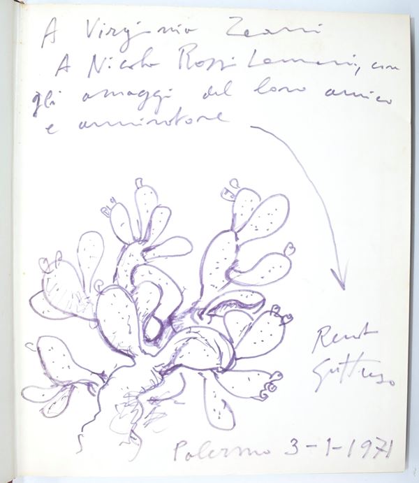 [Dedica d'artista] Moravia, Alberto : Renato Guttuso 1962