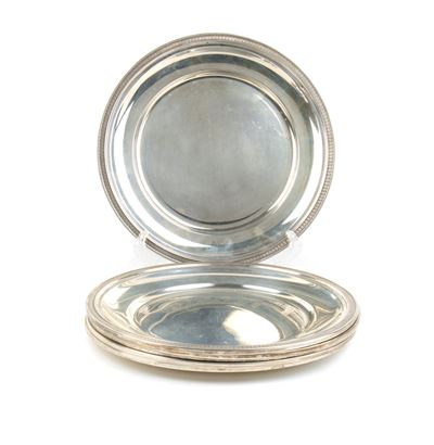 Set di 6 sottopiatti italiani, argento 800/1000, punzonati “800”