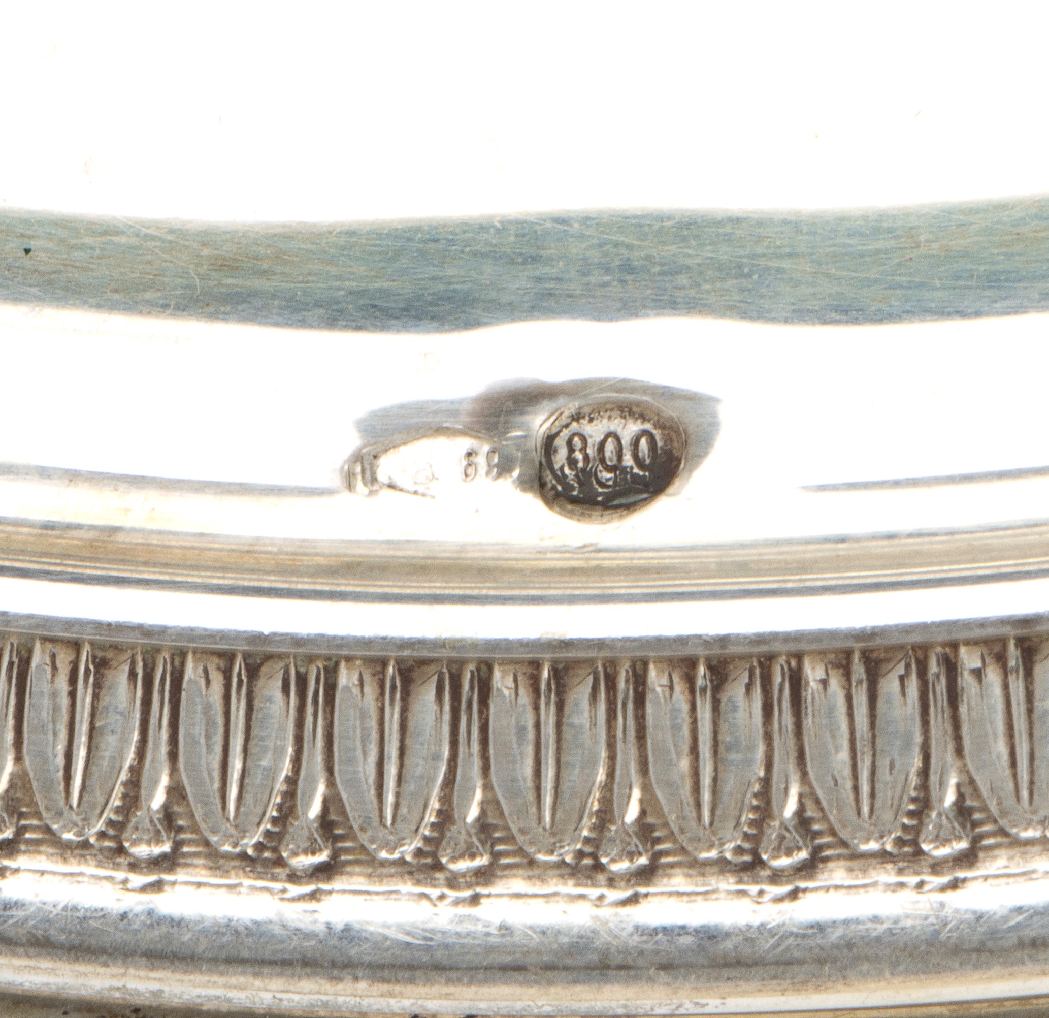 Set di 6 sottopiatti italiani, argento 800/1000, punzonati “800”