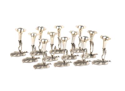 Set di 12 segnaposto italiani, argento 800/1000 (prima metà XX secolo)