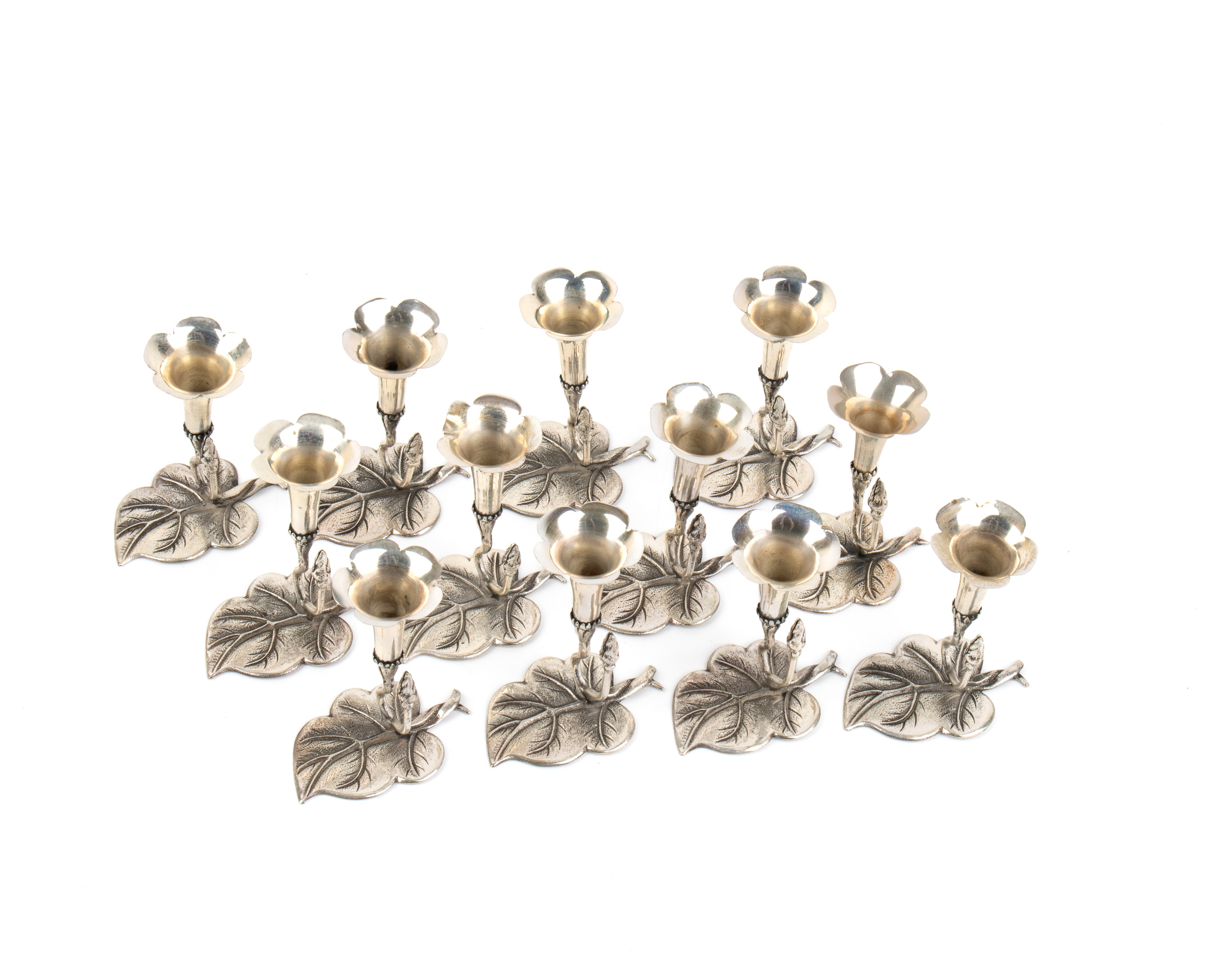 Set di 12 segnaposto italiani, argento 800/1000 (prima metà XX secolo)