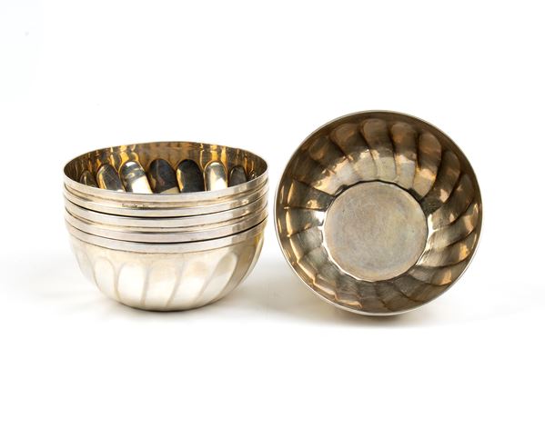 Set di 6 coppe italiane in argento
