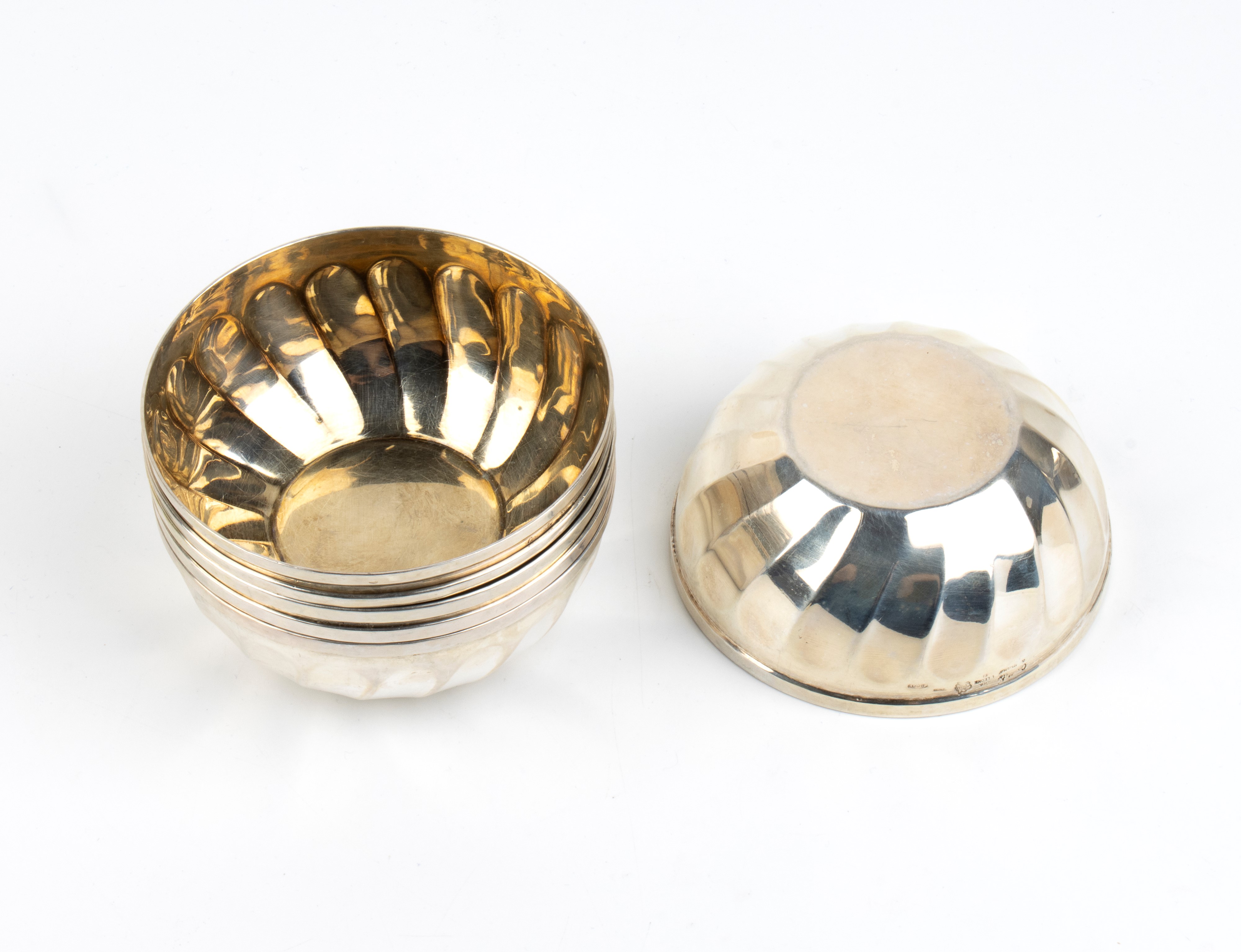 Set di 6 coppe italiane in argento 800/1000, seconda metà del XX secolo