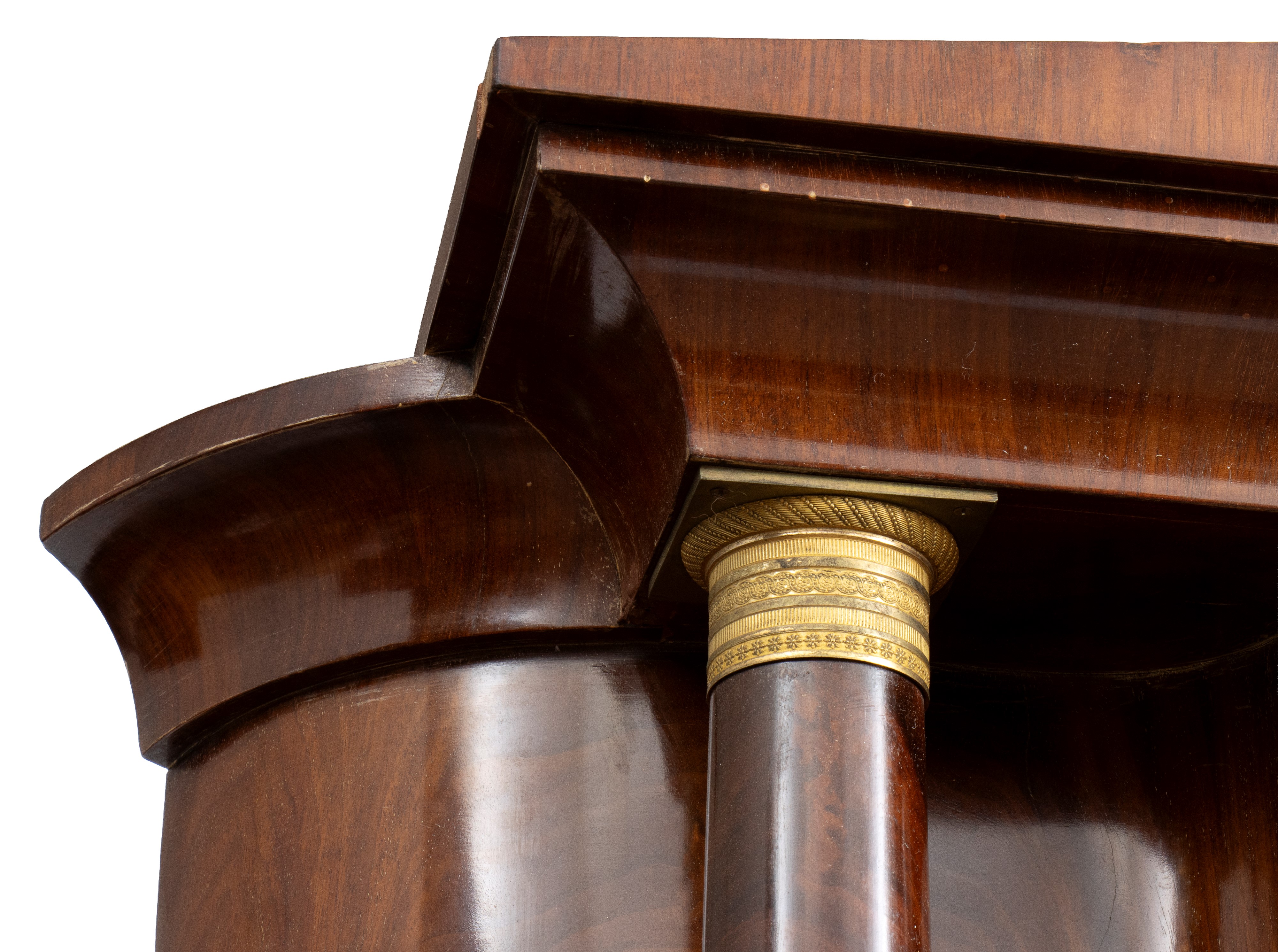 Germania, XIX secolo, Angoliera doppio corpo Biedermeier in piuma di mogano