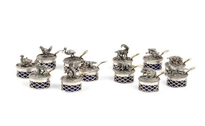 Set di 12 segnaposto italiani, argento 800/1000
