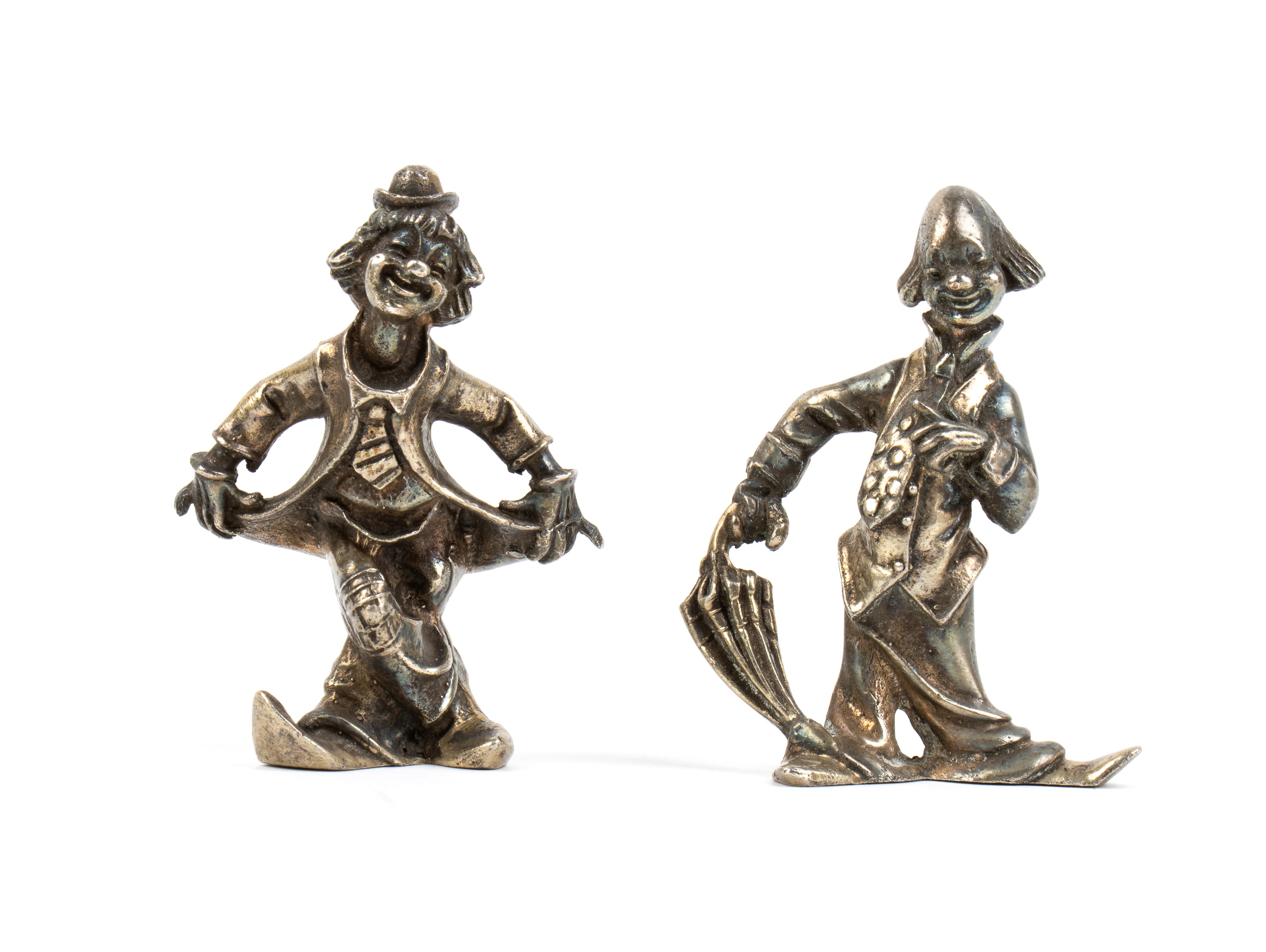Set di 6 segnaposto italiani, figure a pagliaccio, argento 800/1000