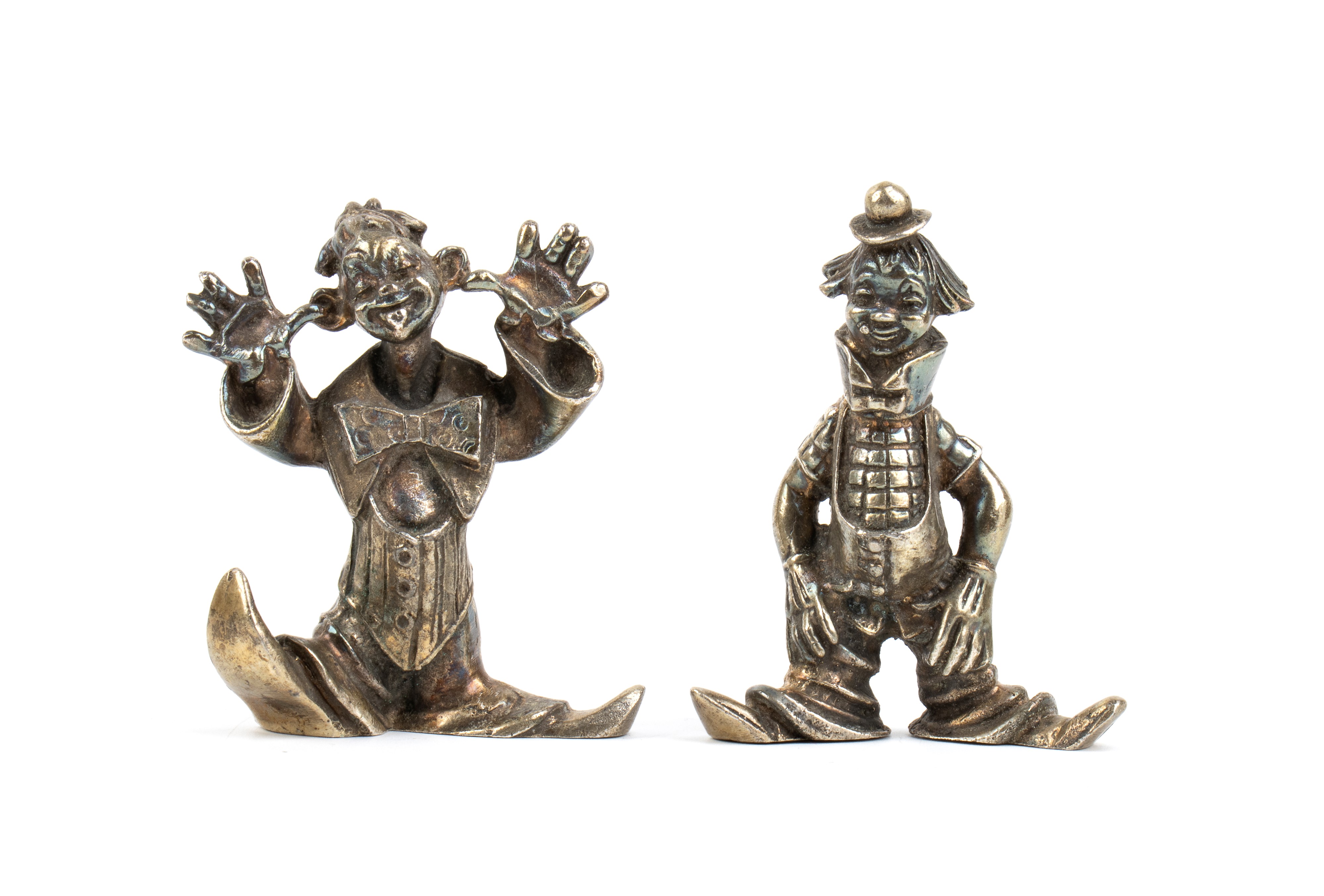 Set di 6 segnaposto italiani, figure a pagliaccio, argento 800/1000
