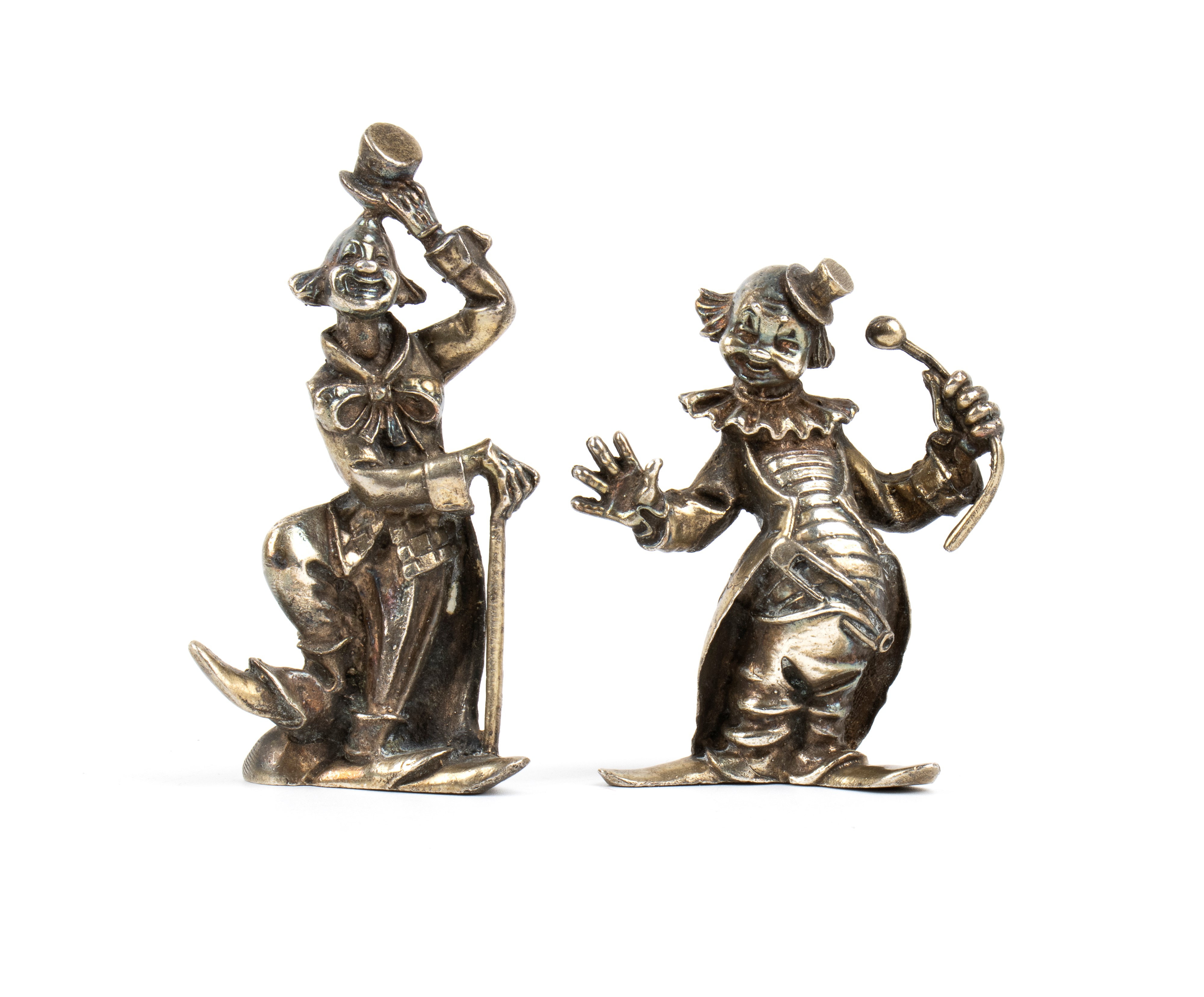 Set di 6 segnaposto italiani, figure a pagliaccio, argento 800/1000