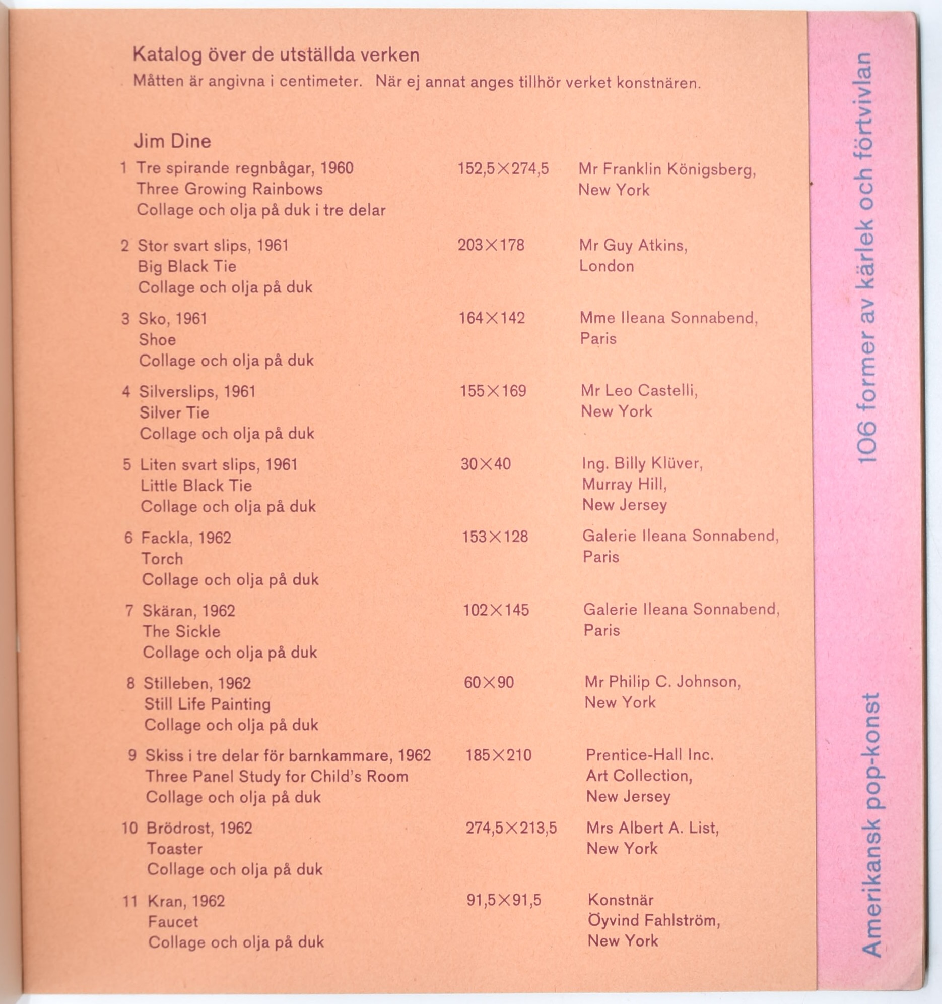 Catalogo della mostra al Moderna Museet, Pop Art americana, 1964